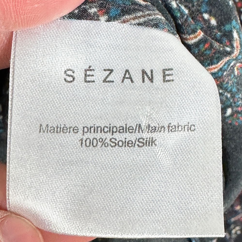 Sezane 100% Silk Printed Long Sleeve Blouse‎ Womens Size 38 French US 6 Top Boho - Picture 5 of 14